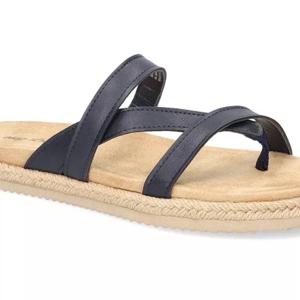 Easy Street Song Sandals Navy Faux Leather Women's Size 10 N Narrow NIB NEW